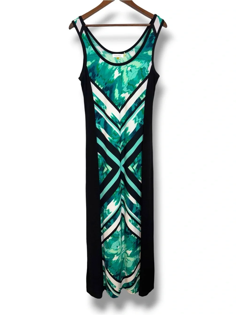 Calvin Klein Green and Black Graphic Maxi Dress
